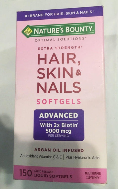 Nature's Bounty Hair Skin and Nails 5000 mcg of Biotin - 250 Coated Tablets Extra Strength