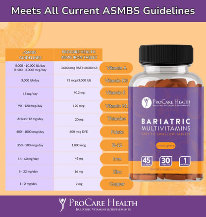 ProCare Health Easy-45 Bariatric Multivitamin | Citrus Grove Tablets | 90ct | Once Daily Tablets for Gastric Bypass Sleeve & Post-Op Support Pills for Sleeve Patients & Sustains Recovery, Easy to Swallow