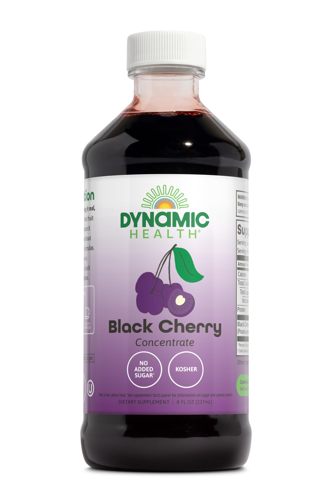 Dynamic Health 100% Pure Black Cherry Juice Concentrate, No Additives, Antioxidant Supplement, Urinary Tract & Joint Support, 16 Fl oz