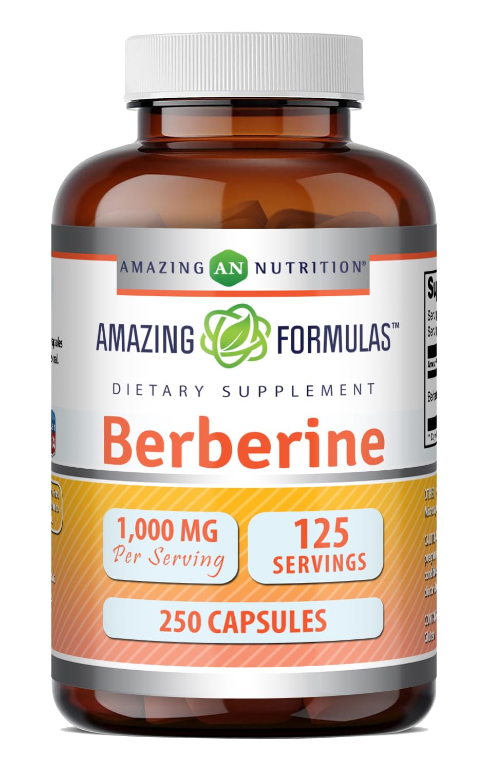 Amazing Formulas Berberine 1000mg Per Serving Capsules Supplement | Non GMO | Gluten Free | Made in USA (360 Count)