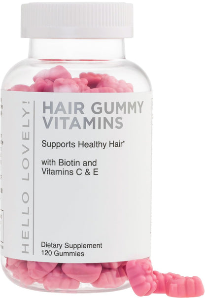 Hello Lovely! Hair Vitamins Gummies with Biotin 5000 mcg Vitamin E & C Support Hair 