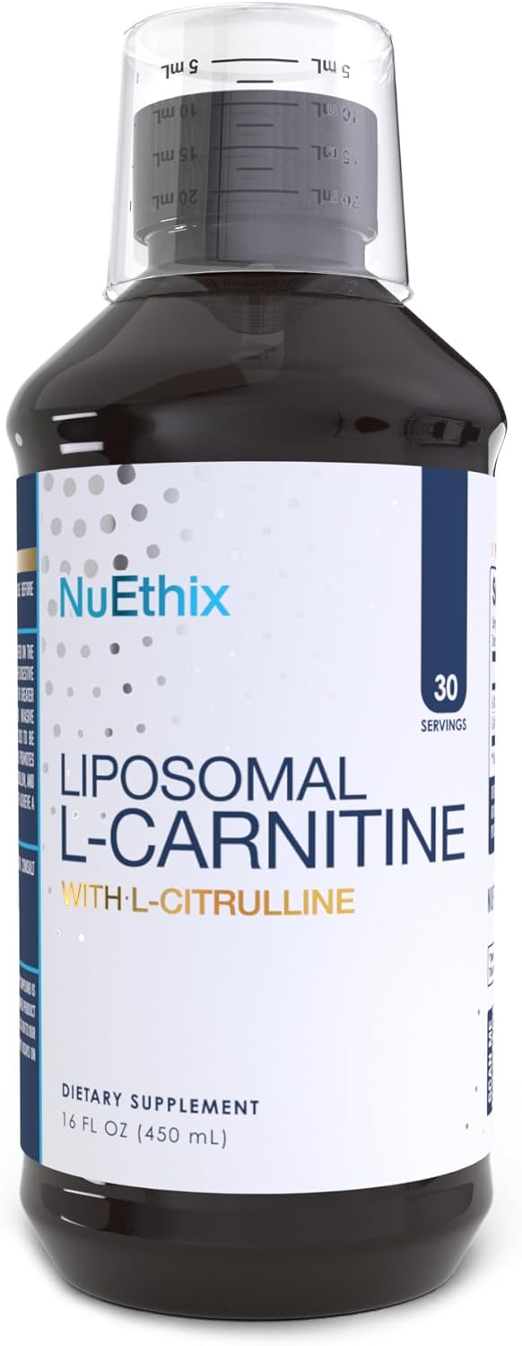 NuEthix Formulations Lipsomal L-Carnitine Supplement 600mg with L-Citrulline 1000mg for Healthy Weight Management, Fat Metabolism, Energy Production and Increased Blood Flow, for Men & Women
