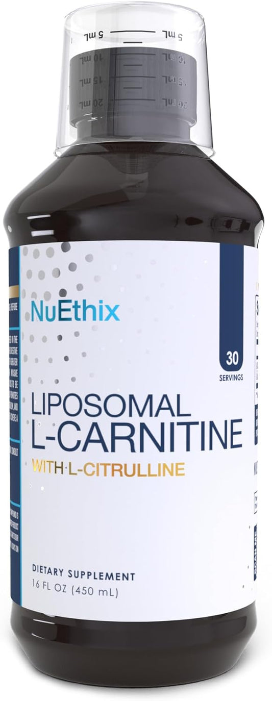 NuEthix Formulations Lipsomal L-Carnitine Supplement 600mg with L-Citrulline 1000mg for Healthy Weight Management, Fat Metabolism, Energy Production and Increased Blood Flow, for Men & Women