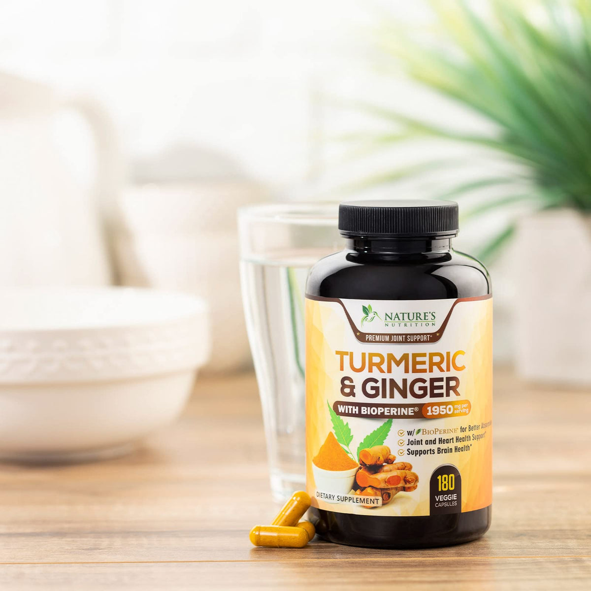 Turmeric Curcumin with BioPerine & Ginger 95% Standardized Curcuminoids 1950mg