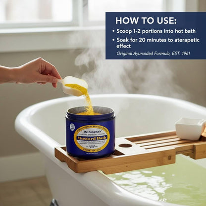Dr. Singha's Mustard Bath Soak – Aromatherapy Bath Salts with Mustard Seed & Essential Oils for Muscle Relaxation, Stress Relief & Soothing – Epsom Salt Alternative, 16 oz