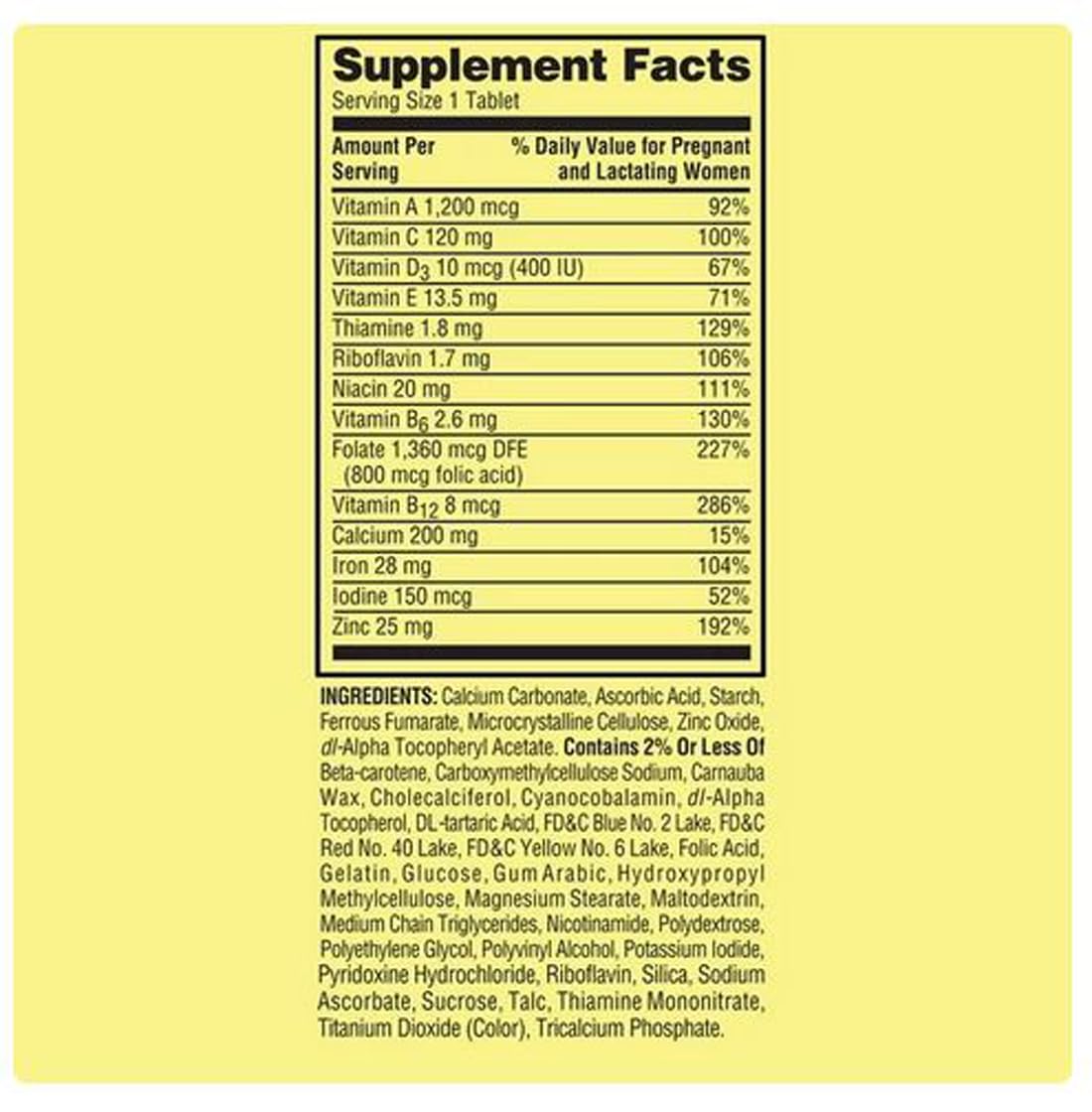 4 TOP CARE Prenatal Multivitamin/Multimineral for Pregnant and Nursing Women Dietary Supplement Tablets