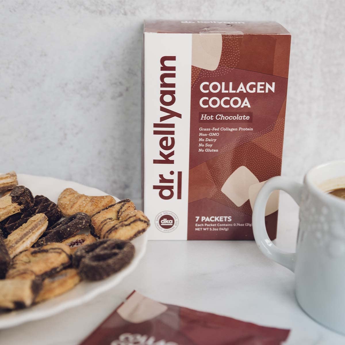 Dr. Kellyann Keto Cocoa Hot Chocolate Packets (7 Servings) – Grass-Fed Collagen & Coconut Milk, Sugar-Free, Keto-Friendly, 1 Pack