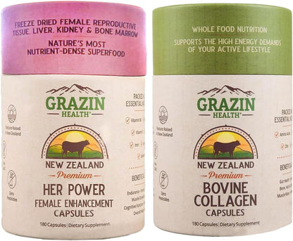 Women’s Wellness Bundle | Organ Capsules + Collagen Capsules | Whole-Food Female Organ Support & Hydrolyzed Collagen from New Zealand Sources | Clean Daily Wellness Routine