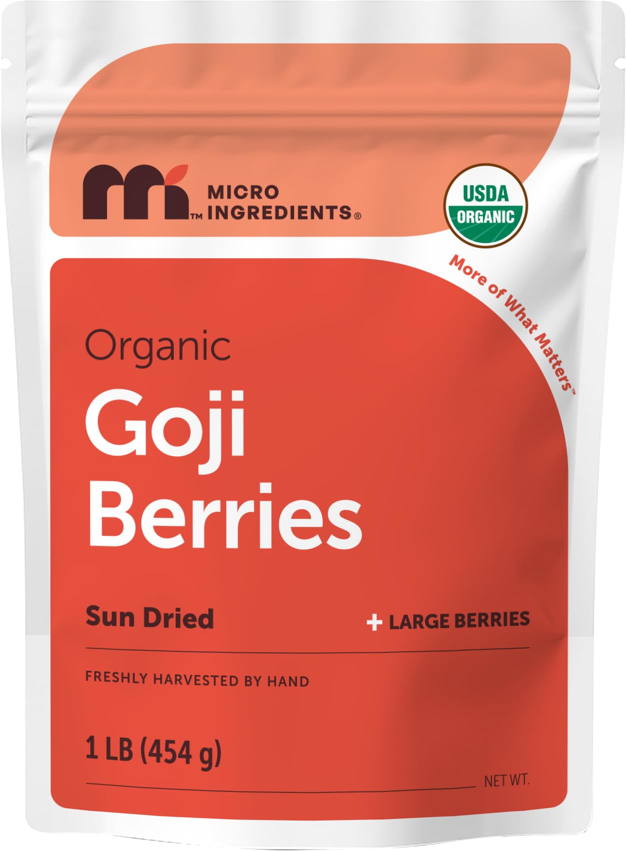 Micro Ingredients Organic Goji Berries 2lbs (32oz) | Large Whole Sun-Dried Berries | Raw Wolfberries | Natural Flavor for Trail Mix, Juice, & Tea | Sulfate Free, Vegan Friendly, Non-GMO