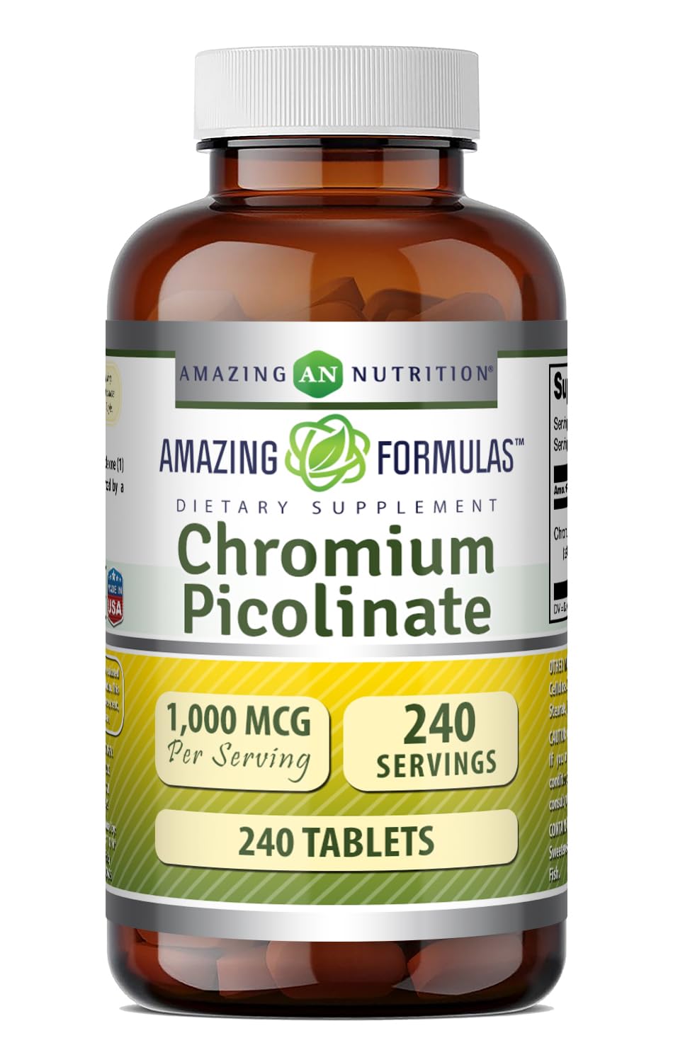 Amazing Formulas Chromium Picolinate 1000 Mcg | Tablets Supplement | Non-GMO | Gluten-Free | Made in USA (120 Count, 1 Pack)