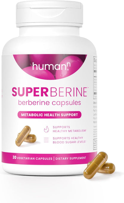 Humann SuperBerine Berberine Supplements, Healthy Metabolism & Blood Sugar Support - Clinically Researched Ingredient - High Absorbency, Concentrated Dose Formula with Olive Leaf Extract - 30 Capsules