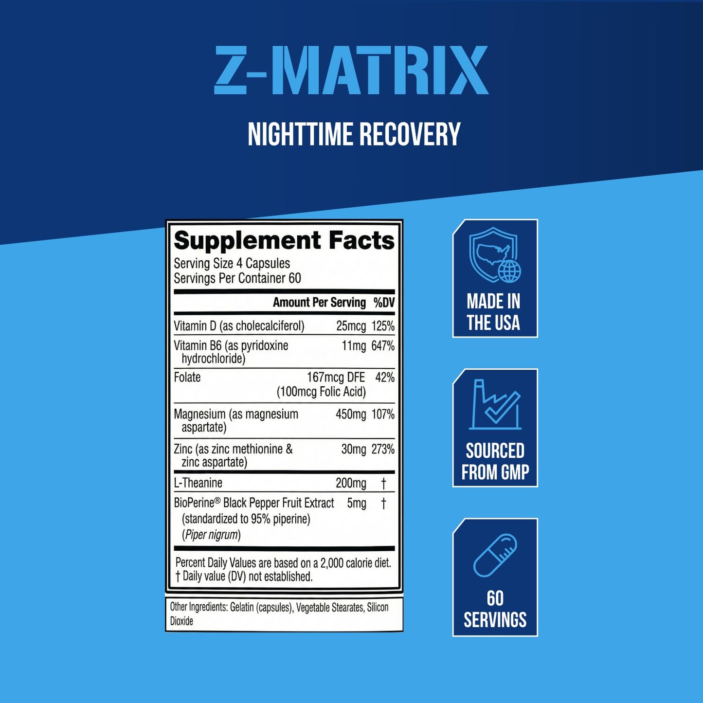EVL Post Workout Recovery Supplement - Magnesium and Zinc - ZMatrix Zinc Magnesium Aspartate Muscle Recovery Supplement for Sleep Support and Muscle Health