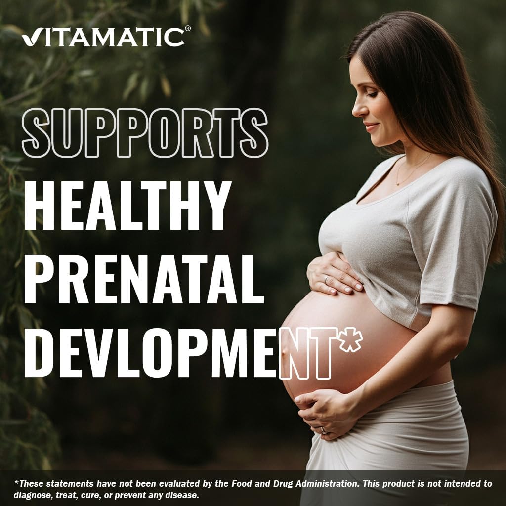 Vitamatic Folic Acid 1000 mcg (1 mg), 240 Vegetarian Tablets | Vitamin B9 | 1667 mcg DFE Folate, Support Healthy Cell Growth*, Red Blood Cell Formation*, Gluten Free, Non-GMO, Made in USA