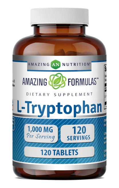 Amazing Formulas L-Tryptophan 1000mg Tablets Supplement | Non-GMO | Gluten Free | Made in USA (240 Count)