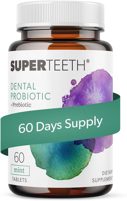 SUPER TEETH Oral Probiotics for Bad Breath & Cavities - Mint Flavored