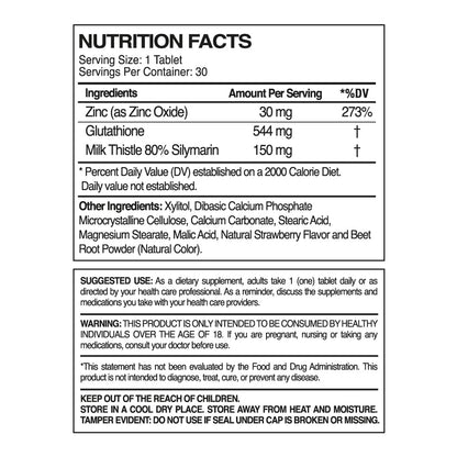 Paleolf Premium Glutathione + Milk Thistle + Zinc - 30 Chewable Tablets, Cherry Flavor (1-Pack)