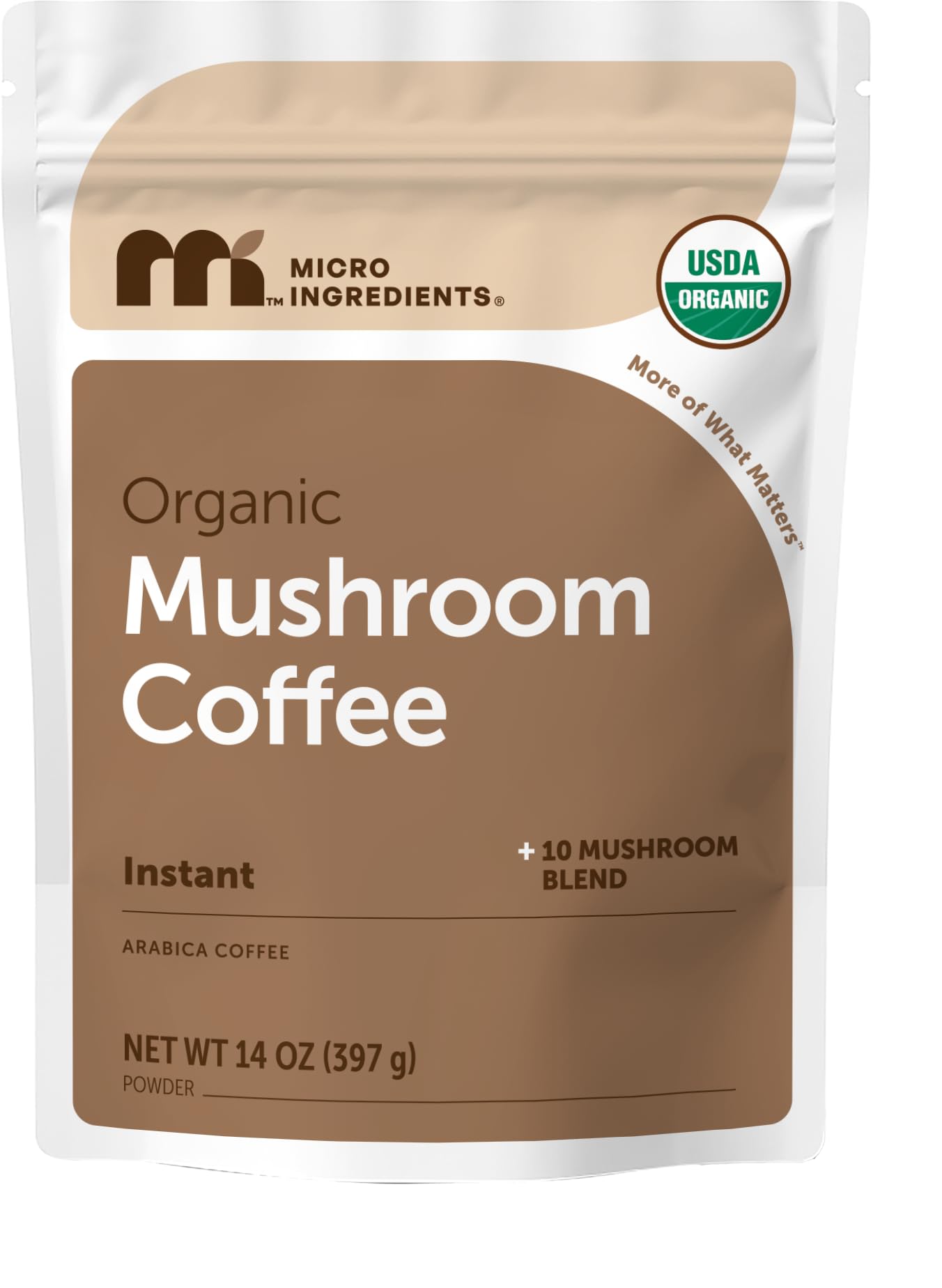 Micro Ingredients Organic Instant 10 in 1 Mushroom Coffee Powder, 28 Ounce (317 Servings) | Premium Arabica Coffee with Lion’s Mane, Chaga, Reishi & More