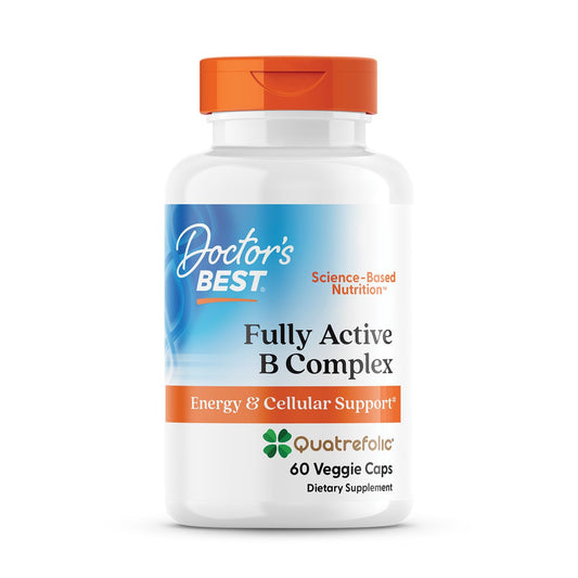 Doctor's Best Fully Active Vitamin B Complex Supplement for Men & Women - Super Complex with Methylated B12 & Folate, B6, Biotin, Pantothenic Acid, & More, Energy Support Caps - 30 Veggie Capsules