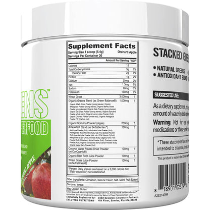 Evlution Greens and Superfoods Energy Drink Powder - EVL Super Greens Powder Smoothie Mix with Caffeine Spirulina Chlorella and Wheat Grass - Vegan - for Energy Focus and Immunity