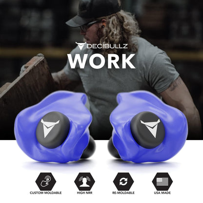 Decibullz - NRR 31 Custom Molded Earplugs, Perfect Fit Ear Protection for Safety, Travel