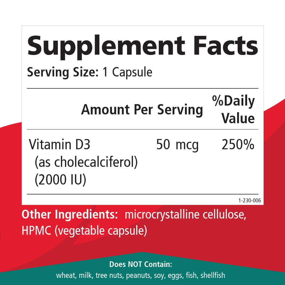 PURE ESSENCE LABS Vitamin D 2000 IU - Best Immune Support for Adults - Organic & Natural Vitamins - Immunity Booster & Dietary Supplements (30 Capsules)