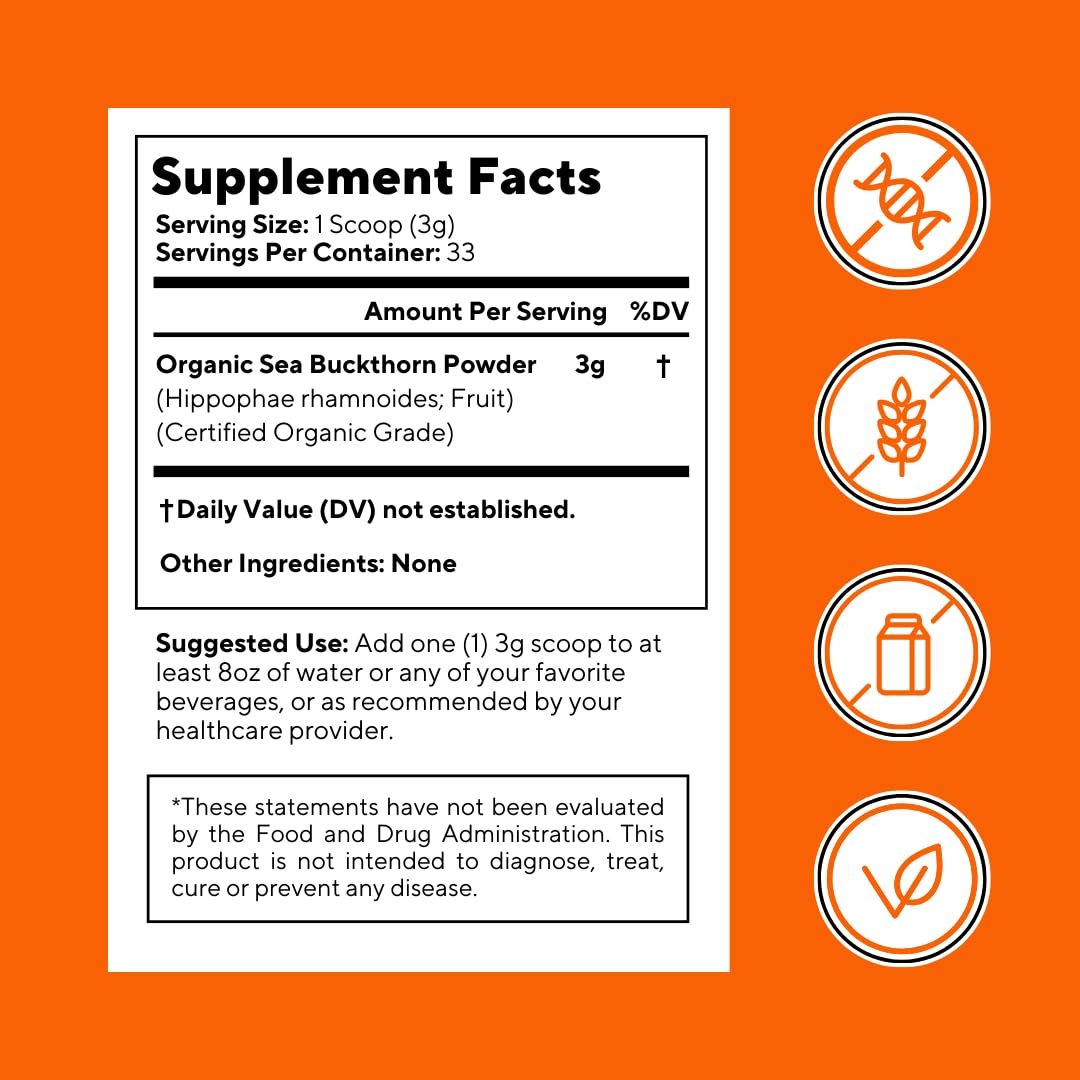 Omega 7 Sea Buckthorn Berry Oil 1000mg for Hair, Skin, Nails, Heart Health Support - 34% Palmitoleic Acid & Natural Omega 3 6 9 Fatty Acids Supplement - 120 Capsules, Non-GMO, Gluten-Free