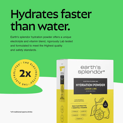 Earth's Splendor Electrolytes Powder Packets Sugar Free White Peach Hydration Sticks with Essential Vitamins for Energy & Sports Performance Travel-Friendly Single-Serve Packets for Daily Use 10 Pack