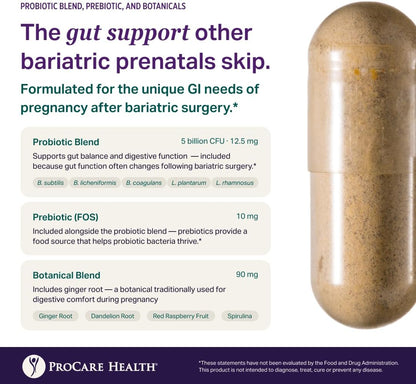 Prenatal Bariatric Multivitamin with Iron | Capsule | 60ct | Bariatric Vitamins for Gastric Bypass & Gastric Sleeve (1 Month Supply) - 60 Easy-to-Swallow Capsules for Women - Made in USA