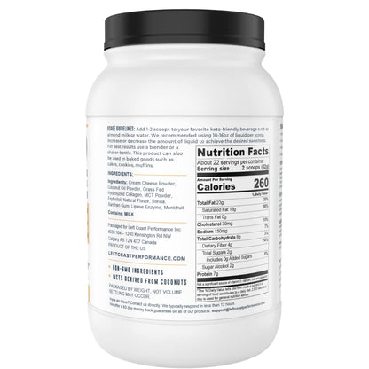 Left Coast Performance Cheesecake Keto Meal Replacement Shake, 2lbs + Keto Cocoa, 8.5oz