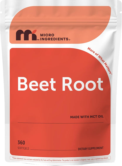 Micro Ingredients Beet Root Extract, 360 Softgels with MCT Oil | Natural Beet Root Source | Beetroot Supplements | Non-GMO