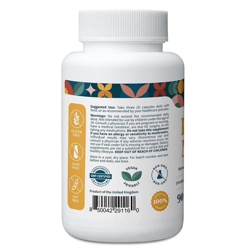 Pattern Wellness Lion’s Mane Mushroom Supplement – 90 Vegan Capsules | Supplement Capsules for Cognitive & Focus Support – Enhanced Absorption