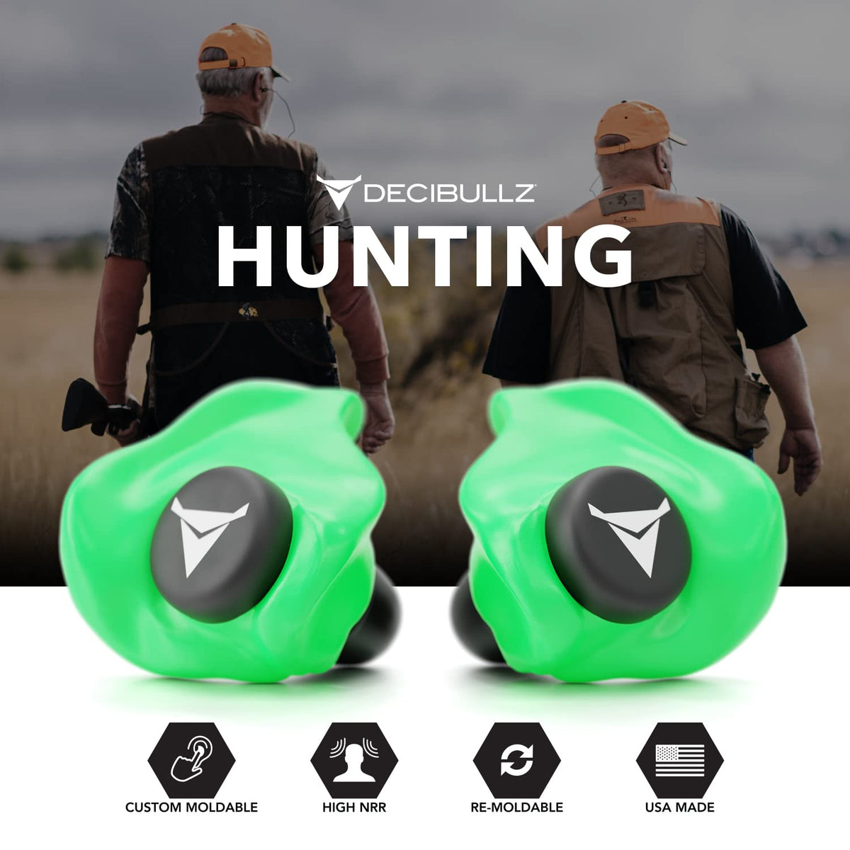 Decibullz - Custom Molded Earplugs, 31dB Highest NRR, Comfortable Hearing Protection