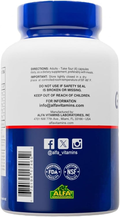ALFA VITAMINS ALFLEXIL Glucosamine, Chondroitin & Collagen Supplement, Gluten Free, Supports Joints, Bones & Knees, Includes MSM & Hyaluronic Acid for Mobility & Joint Health, 120 Capsules