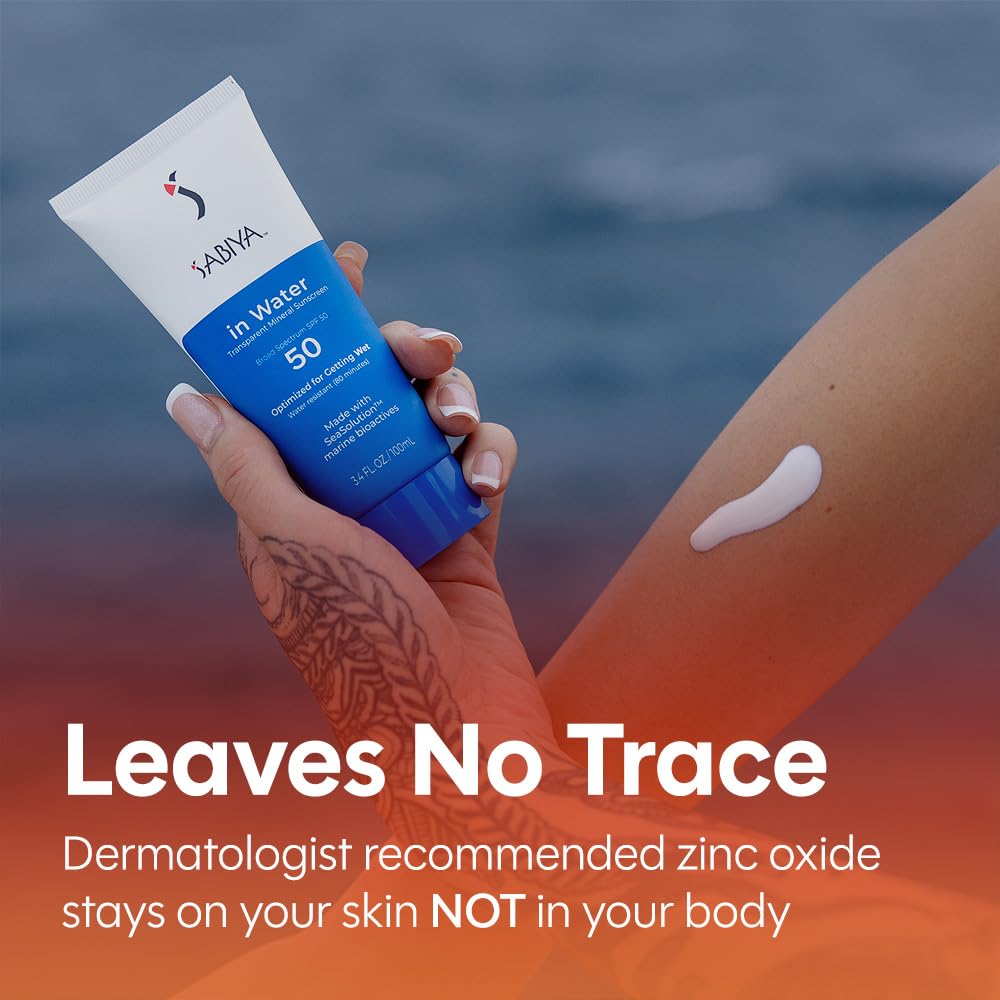 In The Water Mineral Sunscreen SPF 50, Broad Spectrum Zinc Oxide, Daily Sun Protection for Face and Body, Lightweight Formula with SeaSolution™, 3.4 oz
