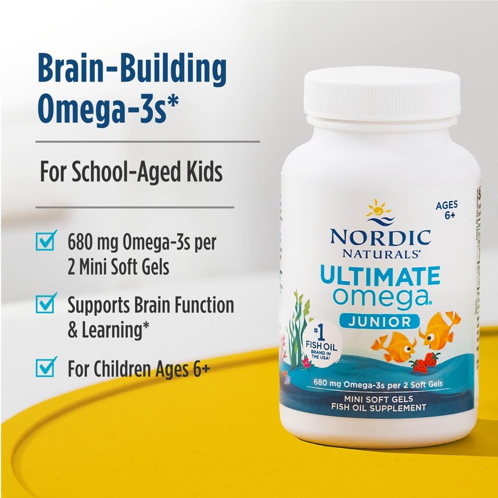 Nordic Naturals Ultimate Omega Jr. for Kids, Strawberry - 120 Mini Soft Gels