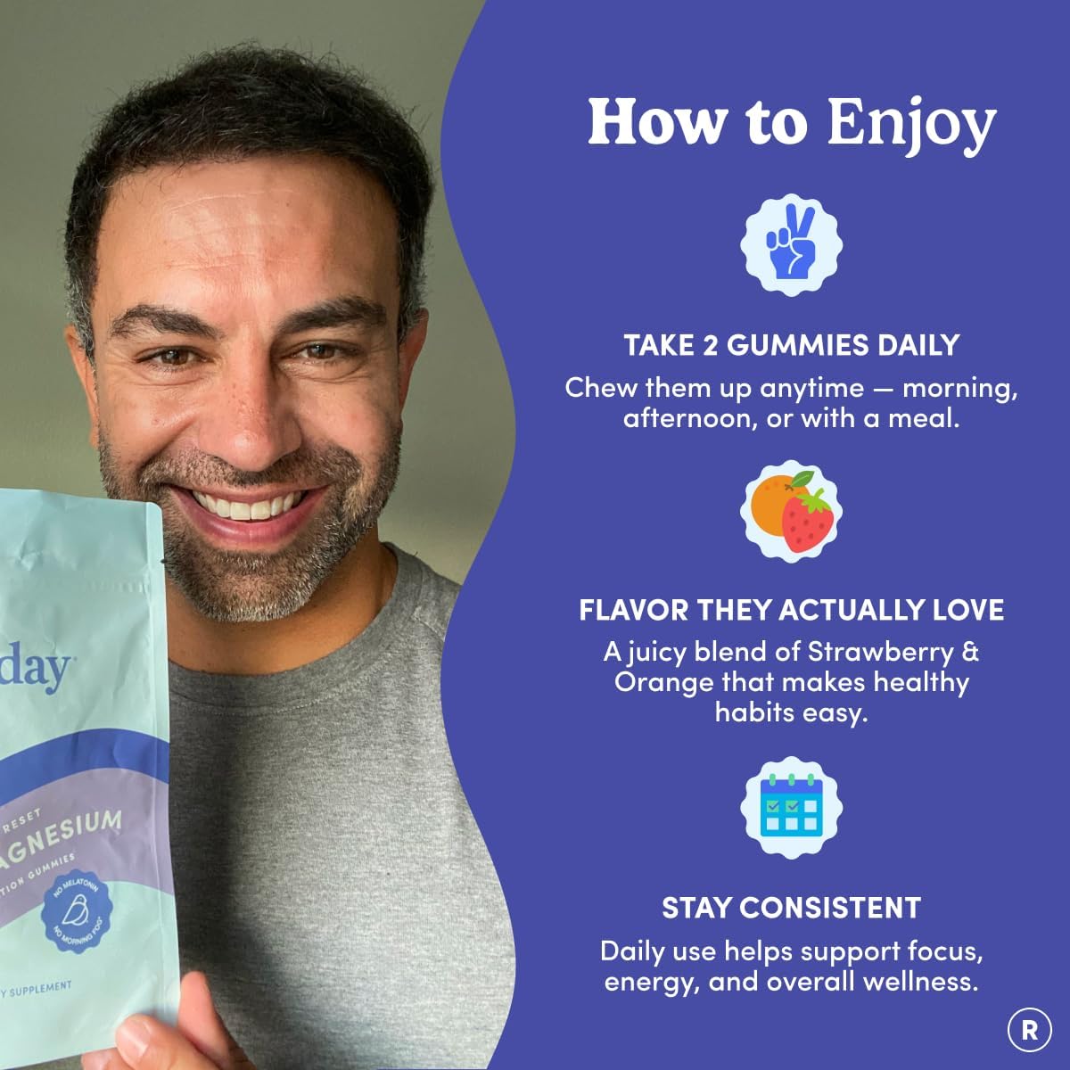 FIRST DAY Calm Magnesium Gummies for Men, L-Theanine, Melatonin-Free, 60ct | Vegan strawberry citrate magnesium for men with L-theanine and Zembrin; melatonin-free nighttime relaxation support.