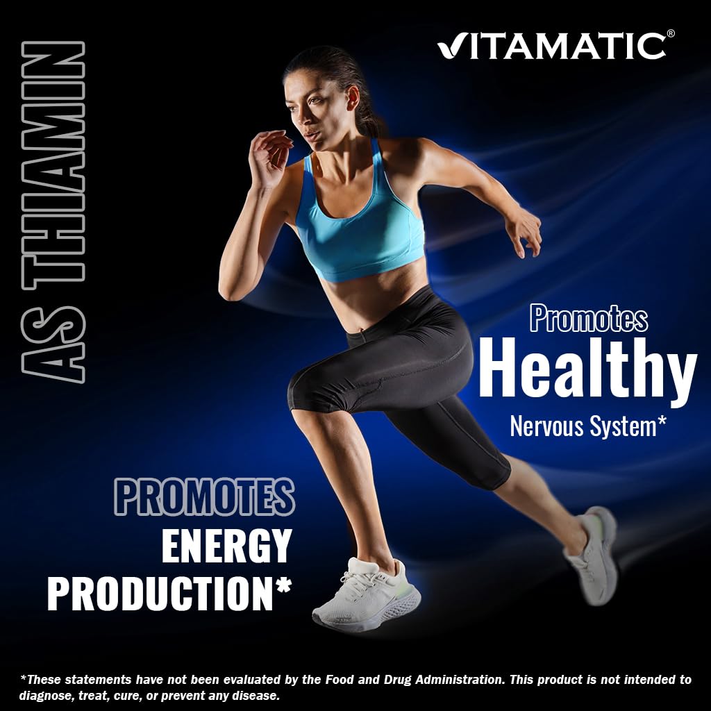 Vitamatic Vitamin B1 100 mg, 250 Tablets, Non-GMO, Thiamine | Support Energy Metabolism & Nervous System Health*, Gluten Free, Made in USA