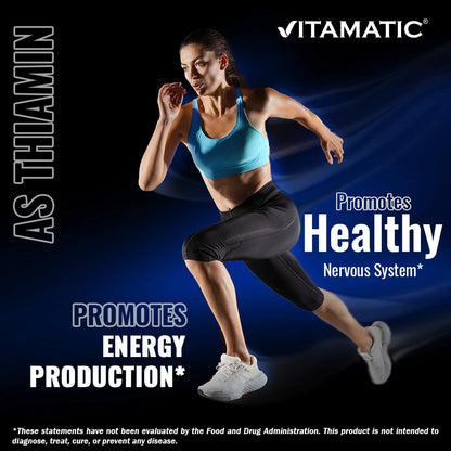 Vitamatic Vitamin B1 100 mg, 250 Tablets, Non-GMO, Thiamine | Support Energy Metabolism & Nervous System Health*, Gluten Free, Made in USA