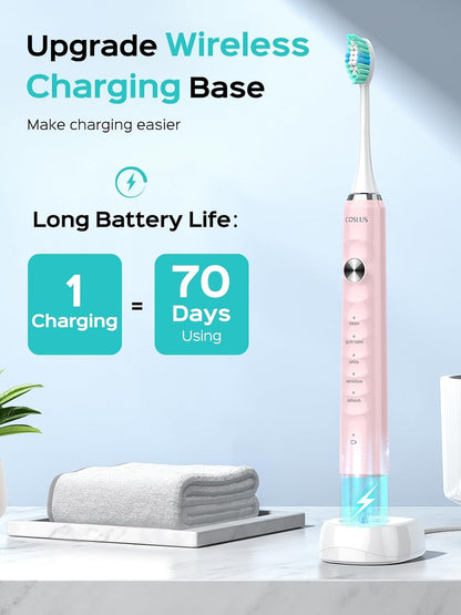 COSLUS Water Dental Flosser Teeth Pick: Portable Cordless Oral Irrigator 300ML Rechargeable and Electric Toothbrush for Adults Kids Wireless Rechargeable Tooth Brush