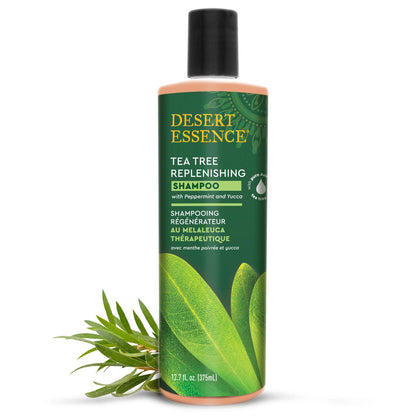Desert Essence, Shampoo Tea Tree Replenishing, 12.9 Fl Oz