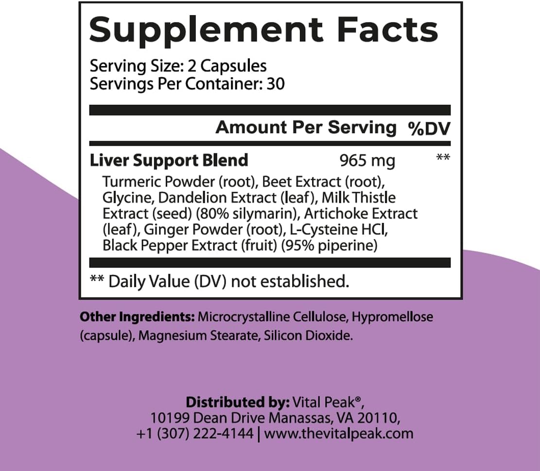 Liver Cleanse Detox & Repair Supplement with Milk Thistle, Turmeric, Beet Root, Ginger, Dandelion, Artichoke & Grape Seed Extract for Daily Liver Health - 60 Capsules | Milk Thistle Extract, Turmeric, Beet & Artichoke, Liver Support Supplement. 30 Days Su