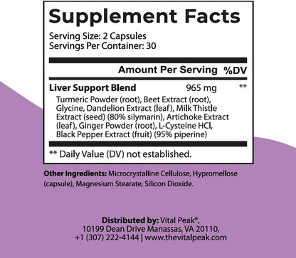 Liver Cleanse Detox & Repair Supplement with Milk Thistle, Turmeric, Beet Root, Ginger, Dandelion, Artichoke & Grape Seed Extract for Daily Liver Health - 60 Capsules | Milk Thistle Extract, Turmeric, Beet & Artichoke, Liver Support Supplement. 30 Days Su