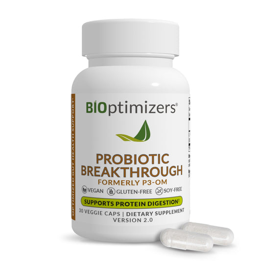 BIOptimizers Probiotic Breakthrough – Lactobacillus Plantarum OM Probiotics & Prebiotics Health Supplement for Gut, Digestive & Immune Support Probiotics for Women Men Elderly– 30 Vegan Capsules