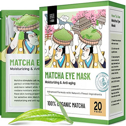 LE GUSHE Under Eye Mask & Under Eye Patches (20 Pairs) - Green Tea Eye Mask 
