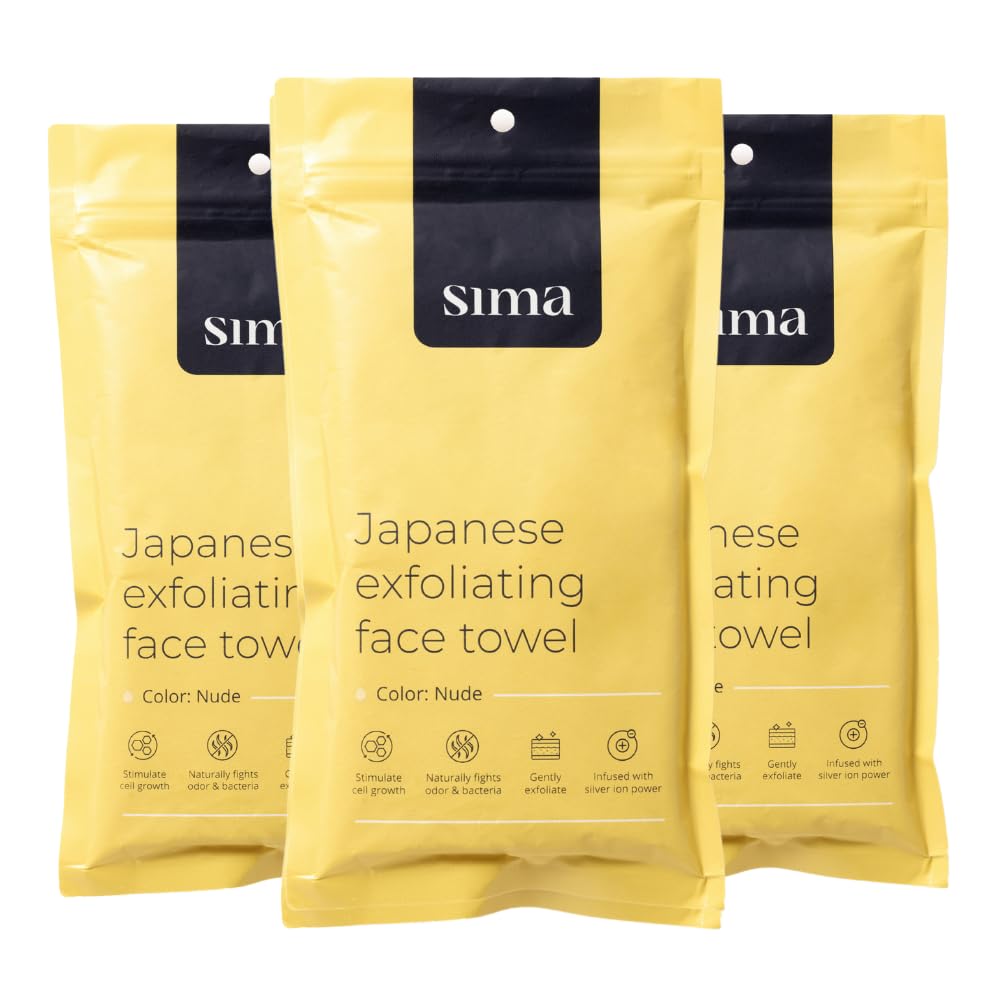 Exfoliating Washcloth Face & Body Scrub Towel - Japanese Exfoliating Towel with Hexagon Fibers, Body Scrubber with 2 Sides for Scrubbing & Washing (Black, 27cm x 35cm)