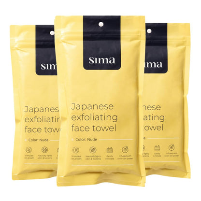 Exfoliating Washcloth Face & Body Scrub Towel - Japanese Exfoliating Towel with Hexagon Fibers, Body Scrubber with 2 Sides for Scrubbing & Washing (Black, 27cm x 35cm)