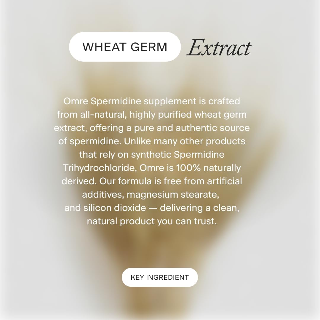 OMRE Spermidine Supplement (10mg of Non-Synthetic Spermidine) - 3rd-Party Tested 1000mg Wheat Germ Extract Standardized to No Less Than 1% - 10mg of Natural Spermidine per Serving