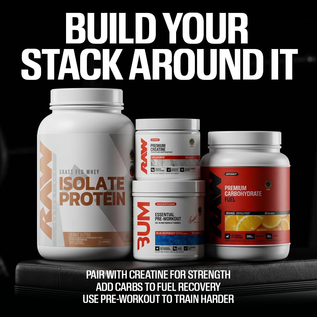 RAW Whey Isolate Protein Powder, Dark Chocolate - 100% Grass-Fed Sports Nutrition Whey Protein Powder for Muscle Growth & Recovery - Low-Fat, Low Carb, Naturally Flavored & Sweetened - 25 Servings