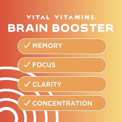 Vital Vitamins Brain Supplements for Memory and Focus (2 Pack) - Nootropic Brain Support