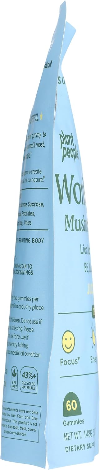 Plant People WonderFocus Mushroom Gummies with Lion’s Mane & Cordyceps 60ct